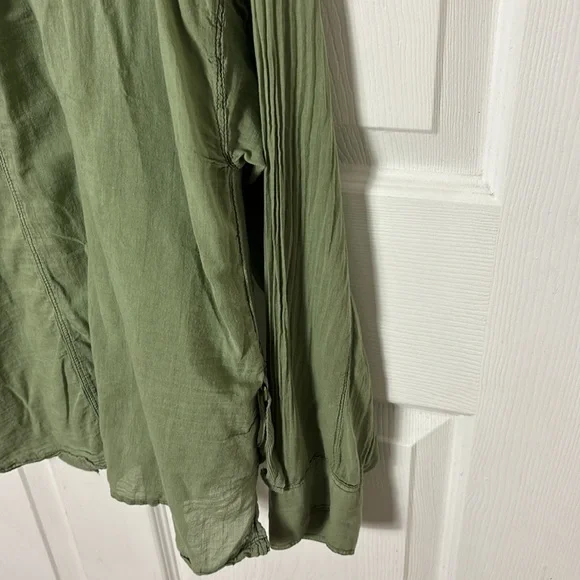 Free People We the Free Green Quilted Stitch Yoke Button up-shirt button down - Picture 11 of 14